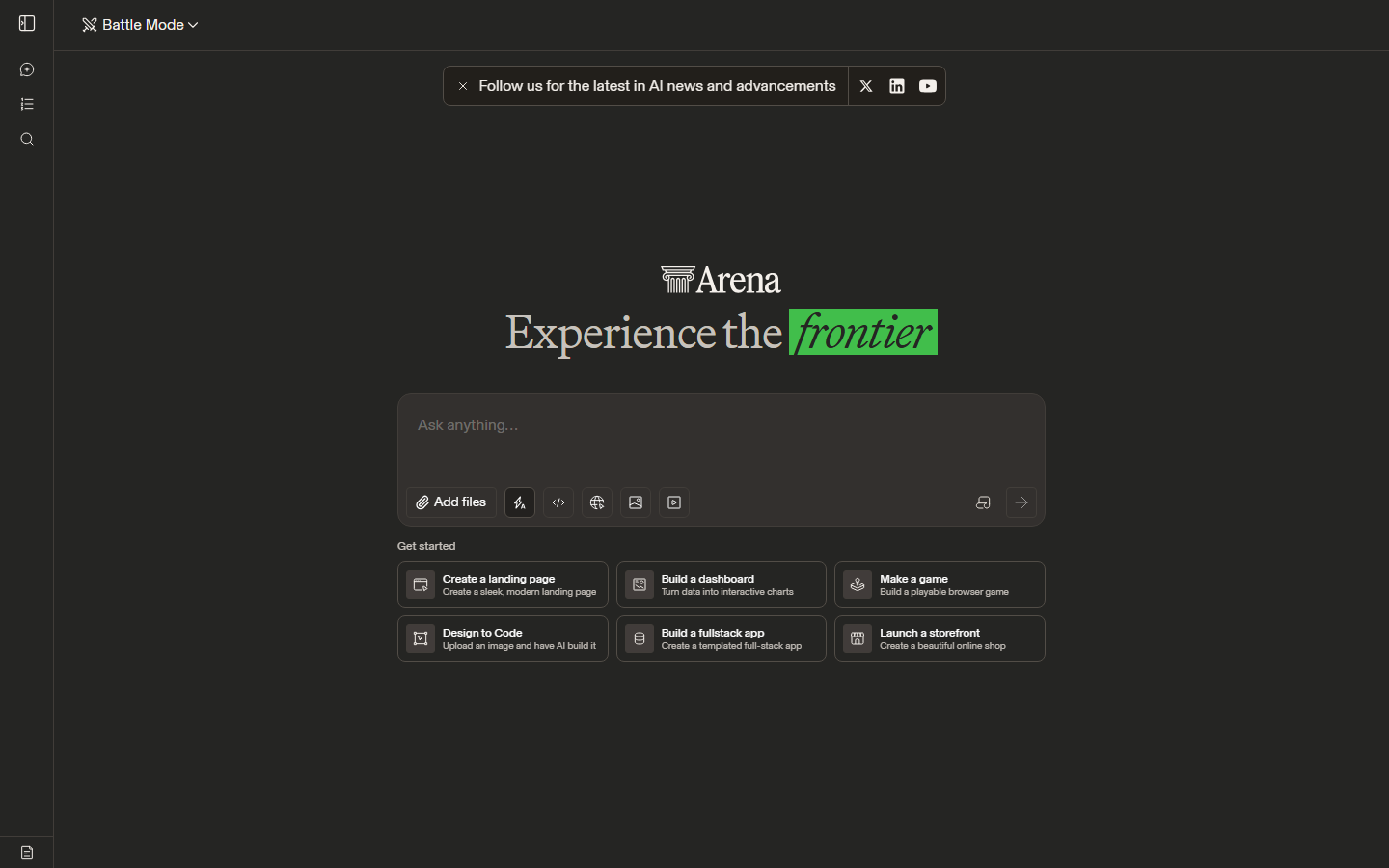 Arena website snapshot